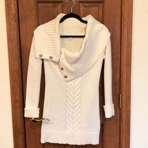 G by Guess ivory cowl neck long sweater tunic